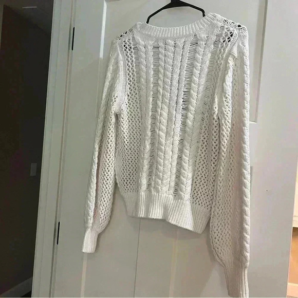 360 sweater white cable knit chunky women’s size x small - Picture 5 of 13